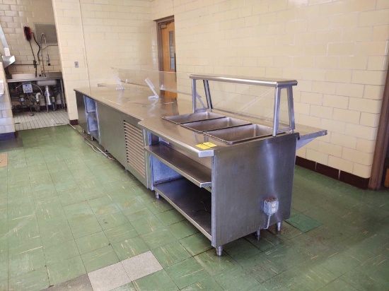 Stainless Steel Serving Table w/ 3 Warming Bays