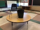 Activity table, chair and trashcan