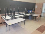 14 Work tables and 2 metal files