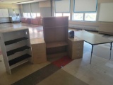 Two metal files, table, assorted bookcases