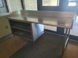 Stainless steel table with under storage shelf, 7ft long