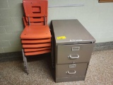 Metal 2 drawer file and stack chairs