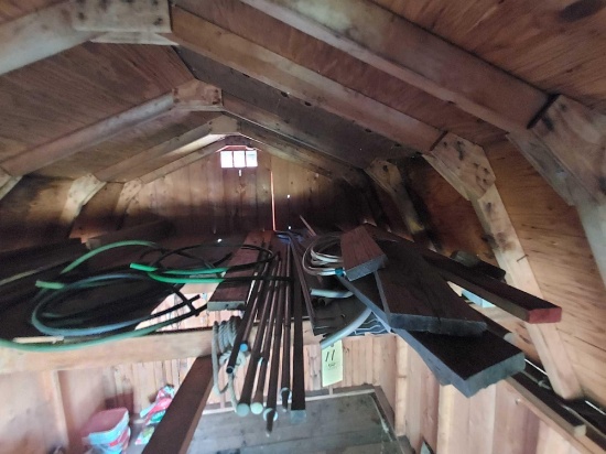 Shed Attic Contents - Piping, Lumber, Hoses, and more