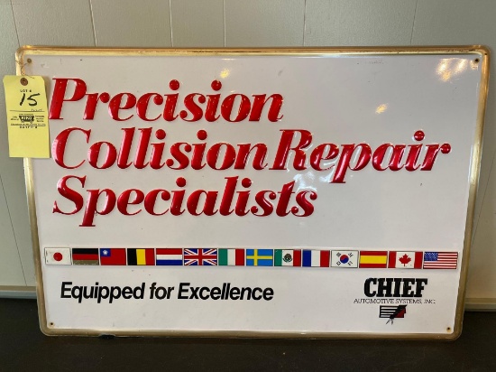 Chief Automotive Systems collision repair metal sign, 36 x 24.