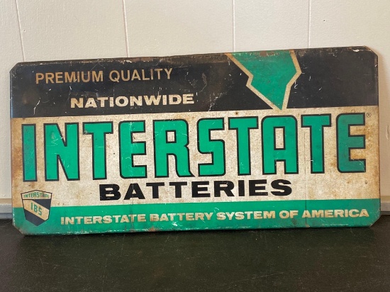 Interstate Batteries metal sign, 20 x 10.