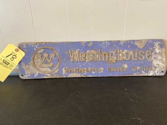 Westinghouse Canada Limited metal sign, 26.5" x 6.75"