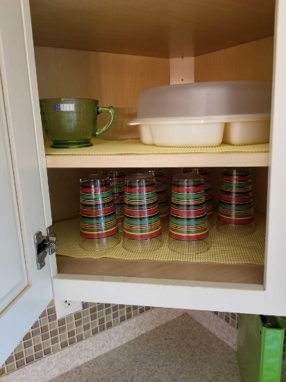 Fiesta glasses, contents of corner cabinet