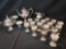 Box lot of assorted silverplate tea pots and cups