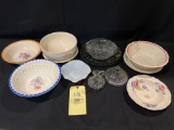 Assorted Glassware, Flower Patterns, Dishes