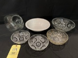 Cut Glass Bowls, Jar, McCoy Bowl