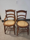 Pair of cane bottom chairs