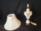 Vintage floral lamp with shade