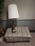 Bedroom bench, brass lamp