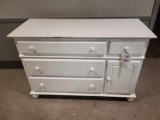 White painted 4 drawer 1 door dresser
