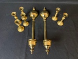 Assorted Brass Candlesticks, Two Wall Hangings