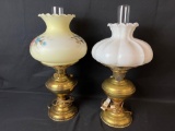 (2) Electrified Aladdin Oil Lamps with Glass Shades