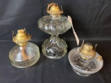 (3) Glass Oil Lamps