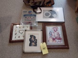 Assortment of Wall Art, Elvis Akron Beacon Journal Memoir, & Small Handbags