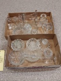 2 Flats of Decorative Glass Candleholders, Budvases, Ashtrays, & more
