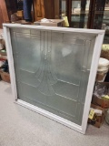 Large frosted double pane lead glass window, 49 3/4 x 49 3/4 inches jam size