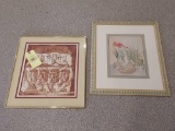 2 Framed Prints - Cat House by Caroline Hershey & Spring Bouquet