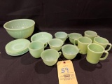 Jadeite Mugs, Plates, and Bowls