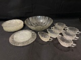 Cross Pattern Glass Bowls, Dishes, Handled Ware