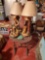 Side Table Stand with 2 Western Themed Lamps