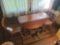 Drop leaf gate leg table with 2 non matching oak chairs