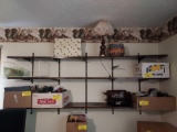 Shelves Contents - Cookware, Binders, Christmas Lights, Lamp, Basket, and more