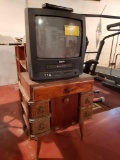 Symphonic TV w/ Built in VHS Player and Small Ornate Stand