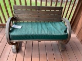 wooden bench with seat cushion