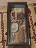 Shadow Box of Cowboy Decor and Pictures