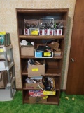 Wooden Shelf with Office Supplies, Electronics, Pottery Supplies, and more