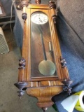 Large wall clock, missing small wood part of finnial.