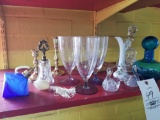 Assorted glassware, candlesticks