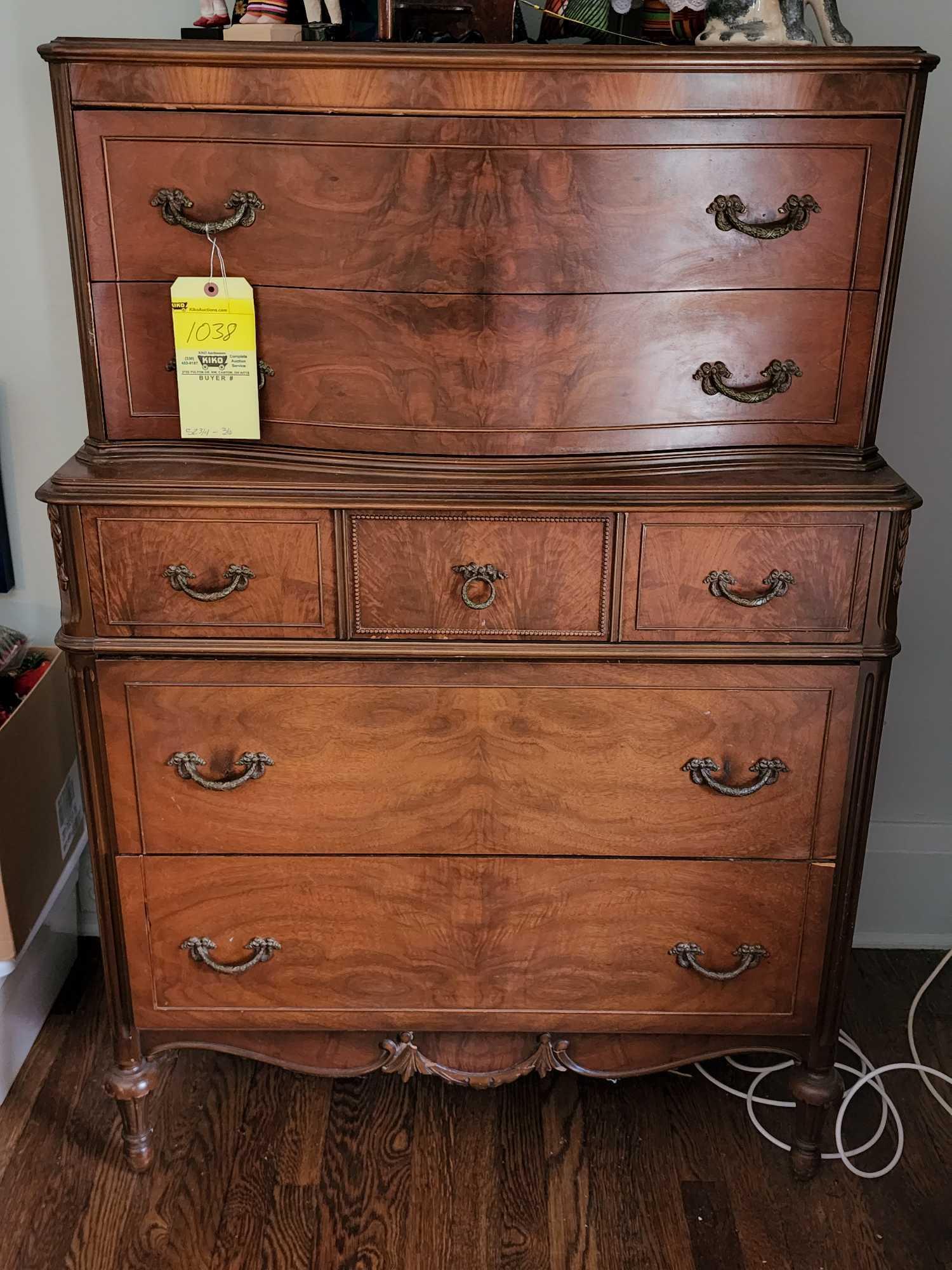 Vintage 1930s carved tall chest dresser | Proxibid Vintage 1930s carved tall chest dresser | Proxibid