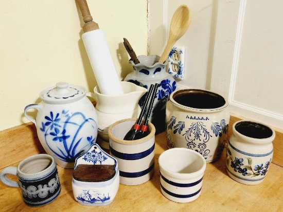 Lot: pottery, blue decorated