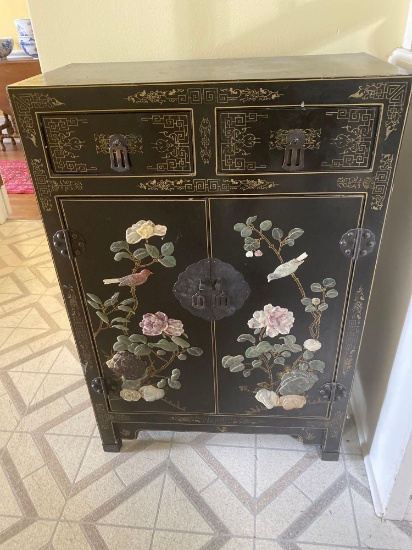 Oriental cabinet w/ two doors & two drawers, 24" wide x 36" tall.