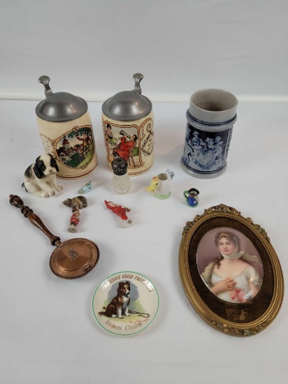 Handpainted steins, Queen Louise, and miniatures