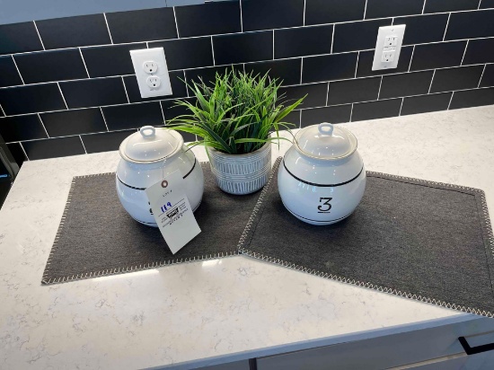 cookie jars and faux plant