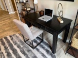 wooden desk with accent chair