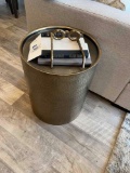 metal end table and household decor items