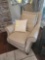 American Signature leather style chair with accent pillow