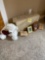 Books, stuffed bear, picture frames, suitcase