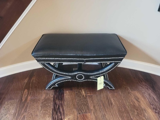 Leather style nail head trim bench