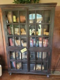 Modern distressed style bookcase with 4 doors
