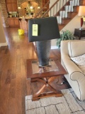 Glass top end table with table lamp
