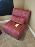 Upholstered pink striped bedroom chair