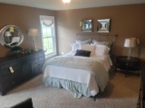 4 Piece Queen sized bedroom suite, includes mattresses/boxspring, metal bed frame, chest, dresser